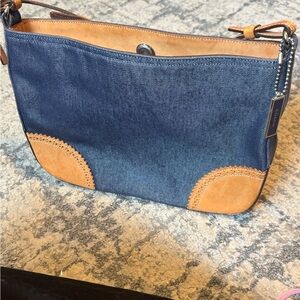 Vintage Coach Denim Leather Trim Shoulder Bag Y2K Style 3141